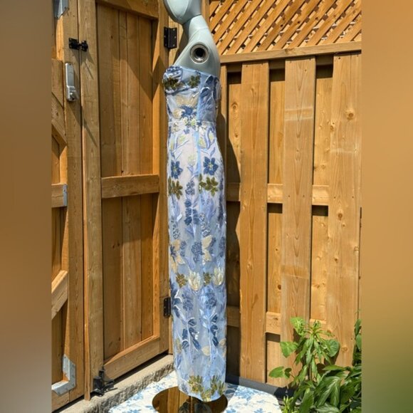 🆕 BRONX & BANCO 🧿 NWOT Dahlia Floral Gown, Baby Blue Multi Maxi - Sz XS US 2 - Picture 6 of 16